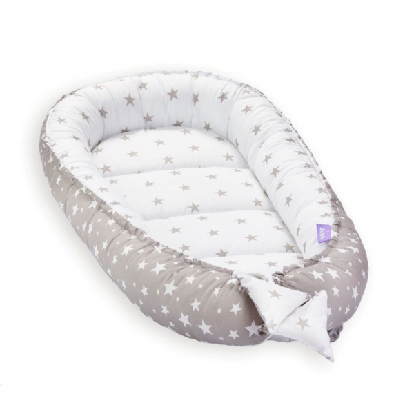 Set 5 piese Jukki Bebe rasfatat cosulet bebe, lenjerie, salteluta si perna bebe Grey stars [6]