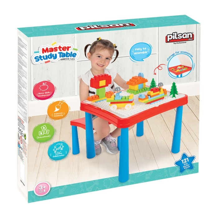 Set masuta cu scaune si cuburi Pilsan Master Study Table cu 121 piese [3]