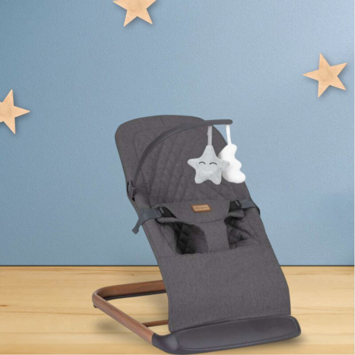 Sezlong balansoar, FreeON, Serene, Pana la 9 kg, cu centura in 3 puncte, Spatar reglabil in 3 etape, cu bara de jucarii, 70 x 45 x 56 cm, 0 luni+, Grey [3]