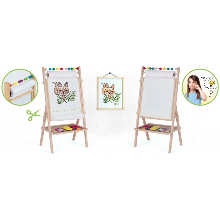 Tabla educationala cu doua fete si accesorii Ricokids RK-802, 78 x 44 x 29 cm, Natur [4]