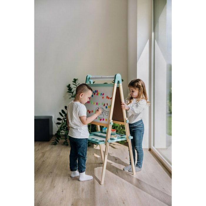 Tablita magnetica, Free2Play, 2 in 1, cu litere si cifre , din lemn, Conform cu standardul european de securitate EN71/123, 3 ani+, Multicolor [12]