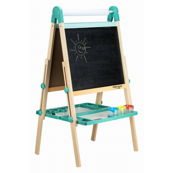 Tablita magnetica, Free2Play, 2 in 1, cu litere si cifre , din lemn, Conform cu standardul european de securitate EN71/123, 3 ani+, Multicolor [18]