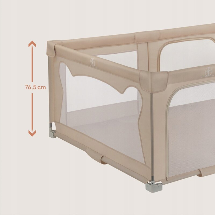 Tarc de joaca copii, Lionelo, Florence Easy Fold, 150 x 180 x 75 cm, Pliere, depliere automata, Include geanta de transport, din plasa, cu doua intrari laterale, 0-48 luni, Bej [22]