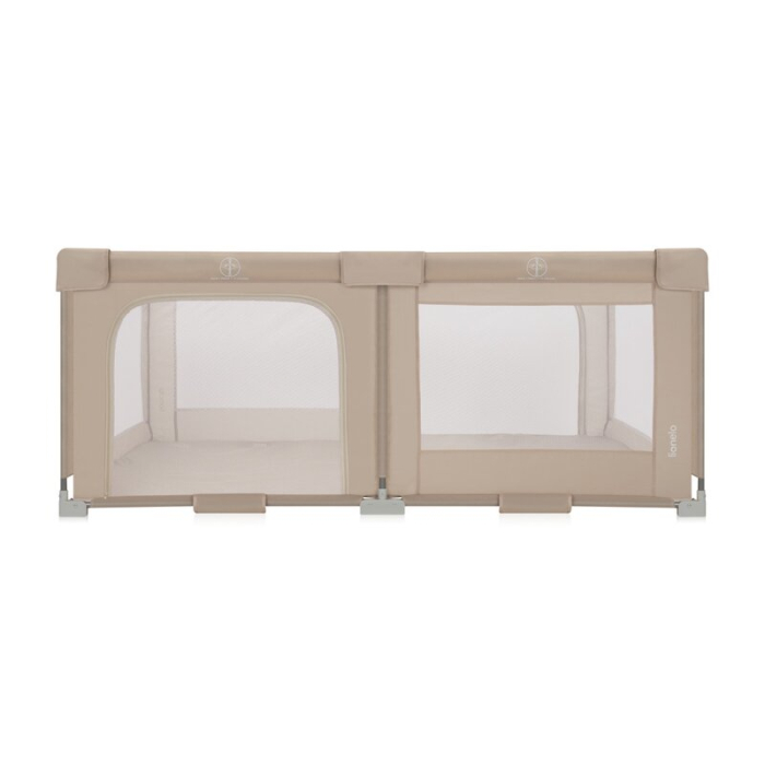 Tarc de joaca copii, Lionelo, Florence Easy Fold, 150 x 180 x 75 cm, Pliere, depliere automata, Include geanta de transport, din plasa, cu doua intrari laterale, 0-48 luni, Bej [7]