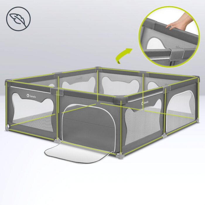 Tarc de joaca copii Lionelo Willow XL 180 x 200 cm Gri [16]
