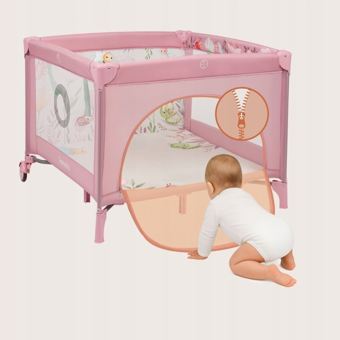 Tarc de joaca, Lionelo, Mille Plus, Pliabil, Include saltea cu densitate T25, 4 jucarii cu velcro, Manere textile, Geanta de transport, Cu roti si inchidere laterala, Pereti din plasa pentru vizibilit [22]