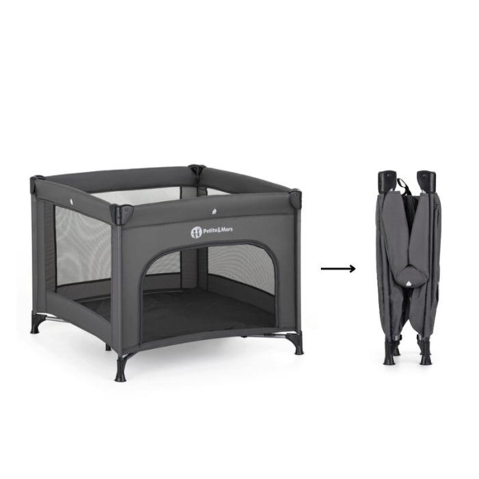 Tarc pliant, Petite&Mars, Nook, 90 x 90 cm, Pliere compacta, Include geanta de transport, Intrare laterala, Pereti din plasa, Structura stabila, Pana la 15 kg, 0 luni+, Gri [5]