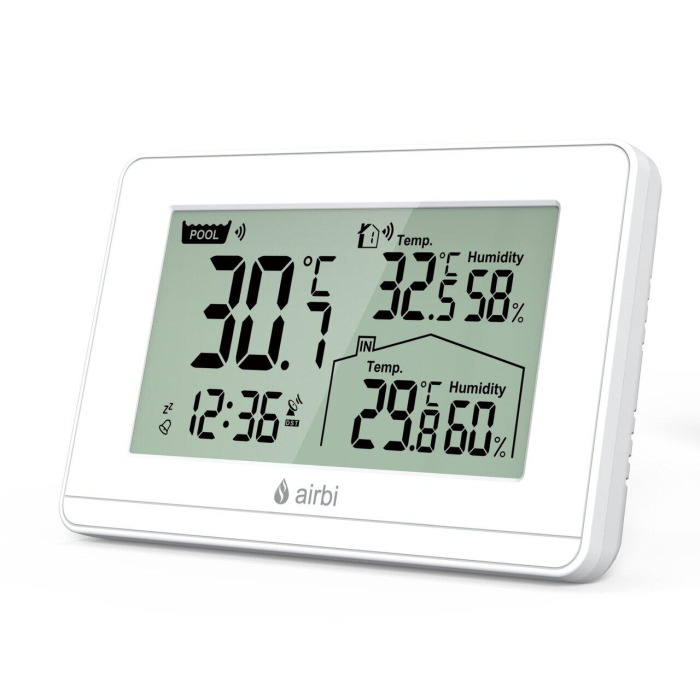 Termometru si higrometru digital de camera, cu senzori wireless pentru exterior si pentru apa din piscina, lumina de fundal, Airbi POOL BI1021 [3]