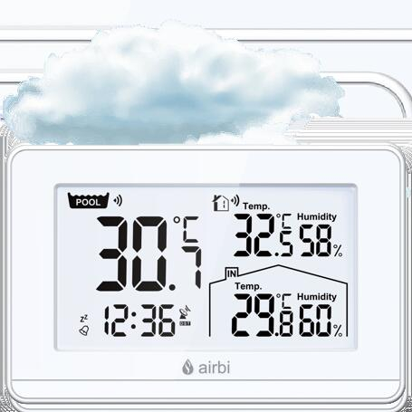 Termometru si higrometru digital de camera, cu senzori wireless pentru exterior si pentru apa din piscina, lumina de fundal, Airbi POOL BI1021 [2]