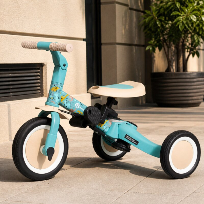 Tricicleta, Petite&Mars, Turbo, Editie limitata, 5 in 1, Multifunctionala, Vehicul de impins, Bicicleta cu/fara pedale, Cu maner de ghidaj, Detasabil, Roti din cauciuc, Pana la 25 kg, 1.5-5 ani, Dino [21]
