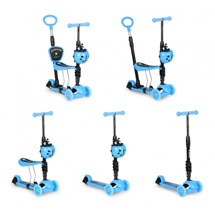 Trotineta 5 in 1 cu sezut si 3 roti cu LED Ecotoys YM-SW-6 [3]