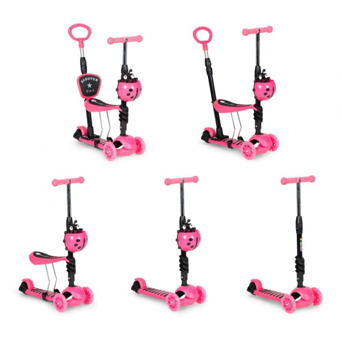 Trotineta 5 in 1 cu sezut si 3 roti cu LED Ecotoys YM-SW-6 [3]