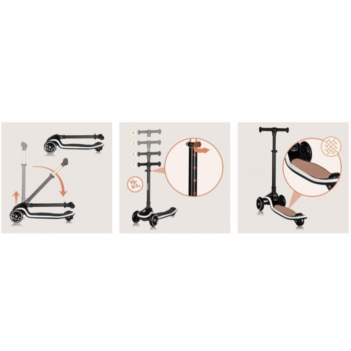 Trotineta pentru copii Lionelo Mey ultrapliabila cu lumini si cosulet pana la 50 Kg [31]