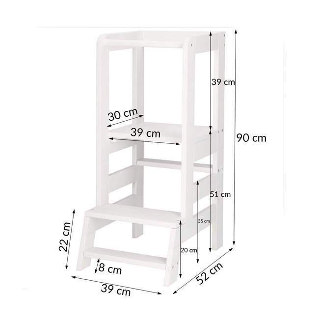 Turn de invatare ajustabil Learning Tower, tip Montessori, alb [3]