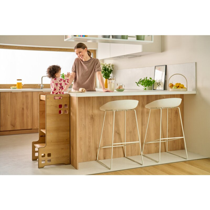 Turn de invatare Montessori, Lionelo, Cass, Functie de raft pentru carti, Pana la 30 kg, 12 luni - 6 ani, din MDF si furnir, 3 trepte de inaltime, Negru [16]