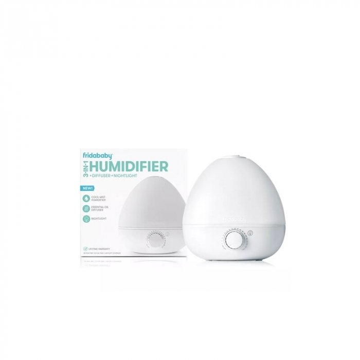 Umidificator Fridababy BreatheFrida cu ultrasunete 3 in 1 Ultra silentios Include difuzor de uleiuri esentiale si lumina de veghe cu oprire automata Rezervor BPA Free Alb [5]