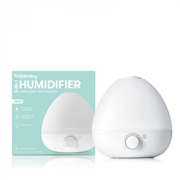 Umidificator Fridababy BreatheFrida cu ultrasunete 3 in 1 Ultra silentios Include difuzor de uleiuri esentiale si lumina de veghe cu oprire automata Rezervor BPA Free Alb [4]