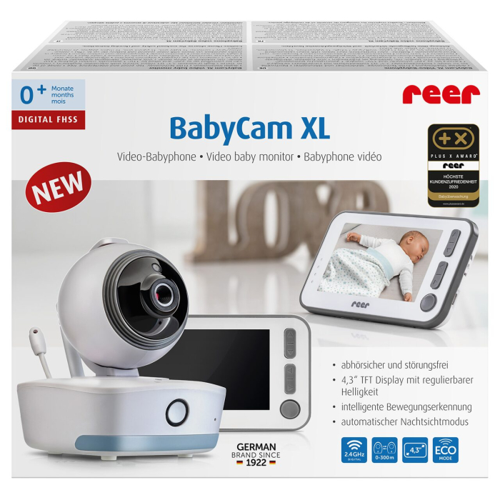 Video monitor digital pentru bebelusi cu camera rotativa si urmarire inteligenta a miscarii, REER BabyCam XL 80440 [1]