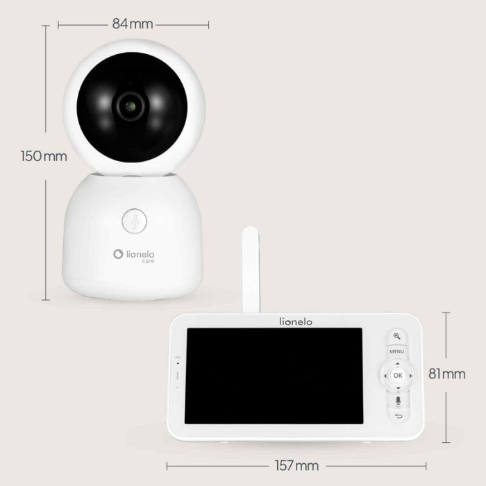 Video monitor, Lionelo, Babyline 9.2. AI, 5 inch, Camera Full HD, Zoom digital 4x, Aplicatie, Tehnologia AI cu detectare a miscarii, Recunoasterea motivului plansului, Melodii, Zgomote albe, Mod noctu [22]