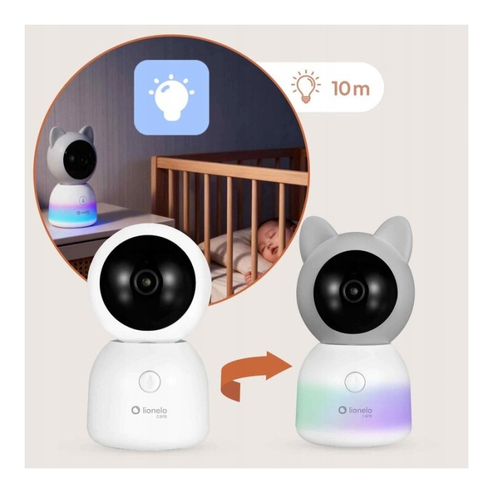 Video monitor, Lionelo, Babyline 9.2. AI, 5 inch, Camera Full HD, Zoom digital 4x, Aplicatie, Tehnologia AI cu detectare a miscarii, Recunoasterea motivului plansului, Melodii, Zgomote albe, Mod noctu [27]