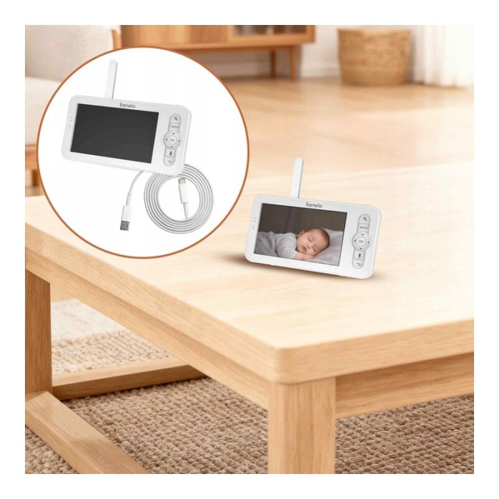 Video monitor, Lionelo, Babyline 9.2. AI, 5 inch, Camera Full HD, Zoom digital 4x, Aplicatie, Tehnologia AI cu detectare a miscarii, Recunoasterea motivului plansului, Melodii, Zgomote albe, Mod noctu [23]