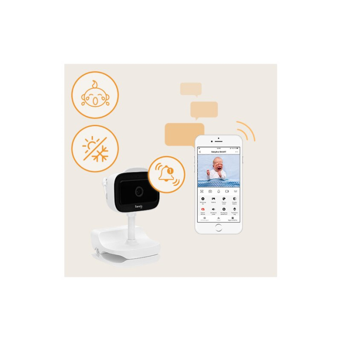 Video monitor, Lionelo, Babyline Go, Cu aplicatia dedicata Lionelo Smart, Mod de noapte 8m, Cu functie de iluminare, Pana la 5h functionare wireless, Comunicare bidirectionala, Rotatie 180 grade, Alb [19]