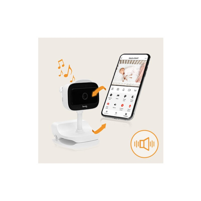 Video monitor, Lionelo, Babyline Go, Cu aplicatia dedicata Lionelo Smart, Mod de noapte 8m, Cu functie de iluminare, Pana la 5h functionare wireless, Comunicare bidirectionala, Rotatie 180 grade, Alb [20]