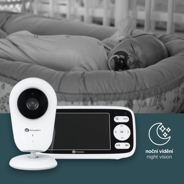 Video monitor, Petite&Mars, Nano 4.0, Ecran HD, Zoom digital 3-, Raza de actiune 300m, Suport pentru pana la 4 camere, Comunicare bidirectionala, 8 melodii, Alb [7]