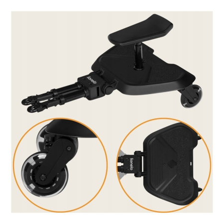 Adaptor universal carucior pentru al doilea copil, Lionelo, Buggy Board, 2 in 1, Sustine 25 kg, Negru [13]