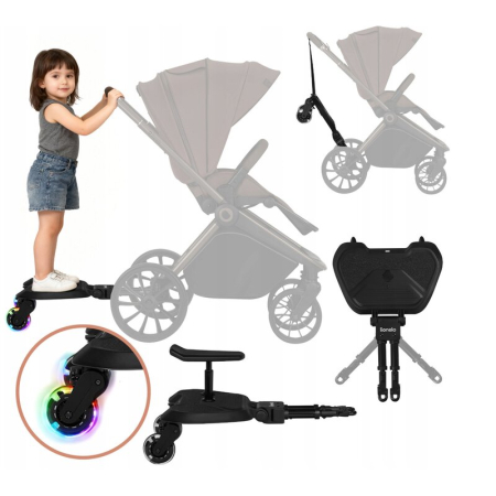 Adaptor universal carucior pentru al doilea copil, Lionelo, Buggy Board, 2 in 1, Sustine 25 kg, Negru [17]