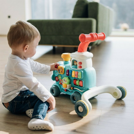 Antemergator 5 in 1 Magic Train, Free2Move, cu diverse activitati de joaca, Panou Educational, Efecte sonore si luminoase, Green [4]