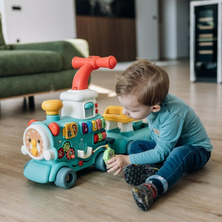 Antemergator 5 in 1 Magic Train, Free2Move, cu diverse activitati de joaca, Panou Educational, Efecte sonore si luminoase, Green [3]