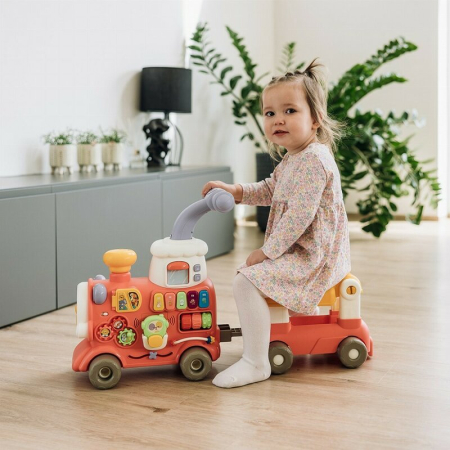 Antemergator 5 in 1 Magic Train, Free2Move, cu diverse activitati de joaca, Panou Educational, Efecte sonore si luminoase, Pink [6]