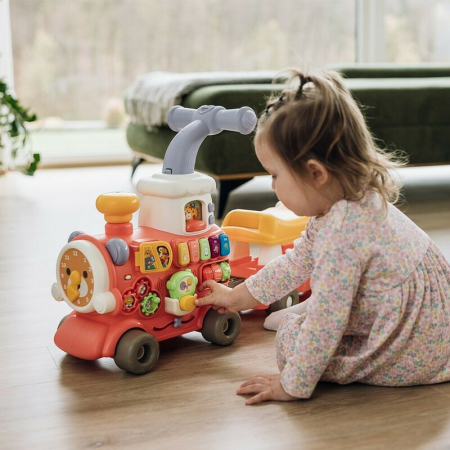 Antemergator 5 in 1 Magic Train, Free2Move, cu diverse activitati de joaca, Panou Educational, Efecte sonore si luminoase, Pink [5]