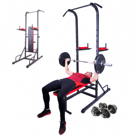 Aparate Fitness Multifunctionale - Aparat Multifunctional inSPORTline Power Tower si Set Gantere 3-50 kg