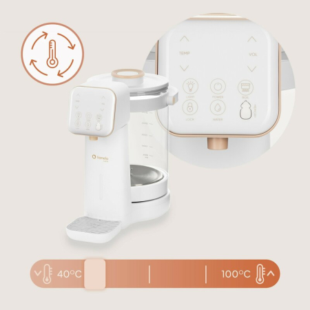 Aparat pentru incalzirea si declorizare apei Lionelo Babypresto 2.0, Pentru lapte parf, Lampa UV, Rezervor 3l, Lumina de noapte, Dozare 30- 300 ml, 1200 W, Afisaj digital, Alb [23]