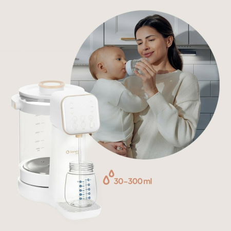 Aparat pentru incalzirea si declorizare apei Lionelo Babypresto 2.0, Pentru lapte parf, Lampa UV, Rezervor 3l, Lumina de noapte, Dozare 30- 300 ml, 1200 W, Afisaj digital, Alb [20]