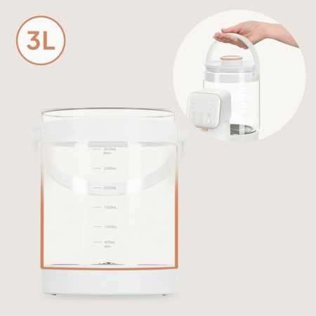 Aparat pentru incalzirea si declorizare apei Lionelo Babypresto 2.0, Pentru lapte parf, Lampa UV, Rezervor 3l, Lumina de noapte, Dozare 30- 300 ml, 1200 W, Afisaj digital, Alb [22]