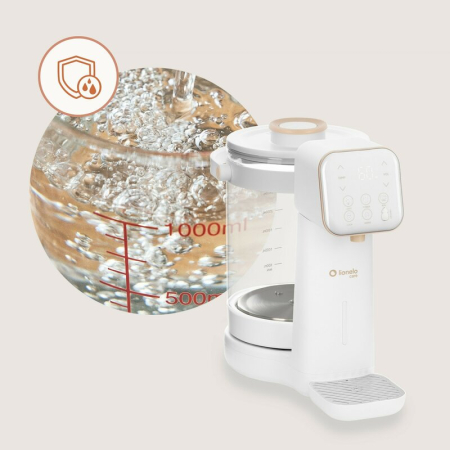 Aparat pentru incalzirea si declorizare apei Lionelo Babypresto 2.0, Pentru lapte parf, Lampa UV, Rezervor 3l, Lumina de noapte, Dozare 30- 300 ml, 1200 W, Afisaj digital, Alb [19]