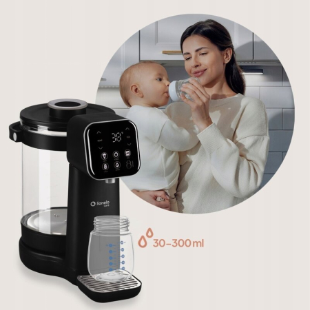 Aparat pentru incalzirea si declorizarea apei, Lionelo, Babypresto 2.0, Pentru lapte parf, Lampa UV, Rezervor 3l, Lumina de noapte, Dozare 30- 300 ml, 1200 W, Afisaj digital, Negru [20]