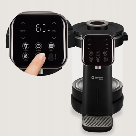 Aparat pentru incalzirea si declorizarea apei, Lionelo, Babypresto 2.0, Pentru lapte parf, Lampa UV, Rezervor 3l, Lumina de noapte, Dozare 30- 300 ml, 1200 W, Afisaj digital, Negru [19]