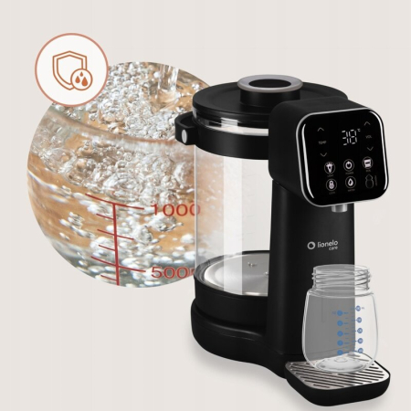 Aparat pentru incalzirea si declorizarea apei, Lionelo, Babypresto 2.0, Pentru lapte parf, Lampa UV, Rezervor 3l, Lumina de noapte, Dozare 30- 300 ml, 1200 W, Afisaj digital, Negru [21]