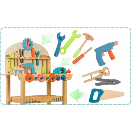 Atelier de lucru din lemn cu accesorii incluse, 60 x 30 x 75.5 cm, Ricokids RK-876 [5]