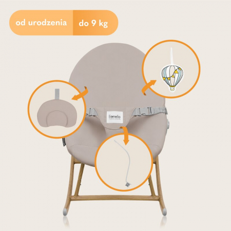 Balansoar Lionelo Dalia 4 in 1 cu bara de jucarii Bej [21]