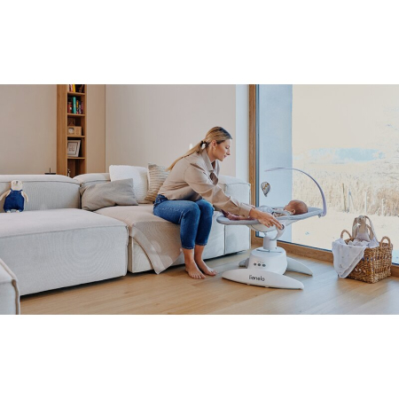 Balansoar, Lionelo, Iris, 2 in 1, Rotire 360 grade, Electric, cu 3 moduri de leganare, cu 5 trepte de viteza, cu 3 pozitii de inclinare, 12 melodii, Silentios, Pana la 9 kg, Bej [21]