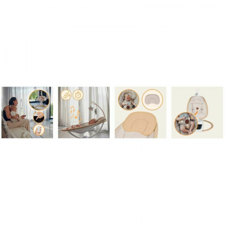 Balansoar si sezlong Lionelo Olivia 2 in 1 Electric cu leganare 3D Bej [21]