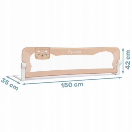 Bariera de protectie pentru pat 150 x 35 x 42 cm Nukido 722201 - Bej [4]