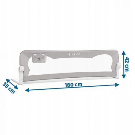 Bariera de protectie pentru pat 180 x 35 x 42 cm Nukido 722400 - Gri [1]