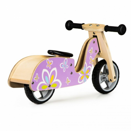 Bicicleta de echilibru din lemn cu roti EVA Ecotoys LC-V1330 - Violet cu fluturasi [1]
