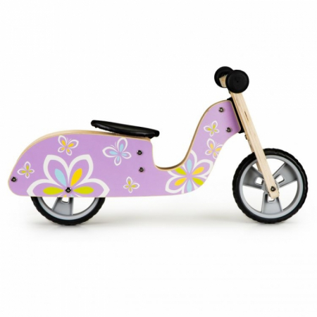 Bicicleta de echilibru din lemn cu roti EVA Ecotoys LC-V1330 - Violet cu fluturasi [3]